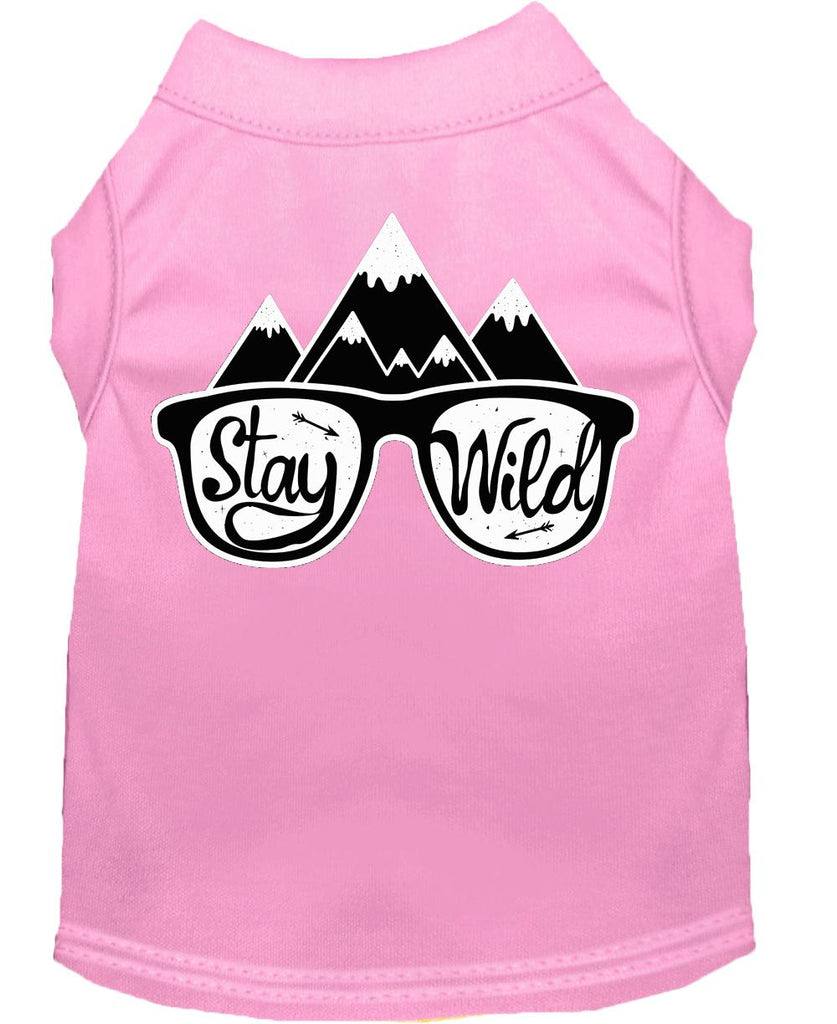 Stay Wild Screen Print Dog Shirt Light Pink Med (12)