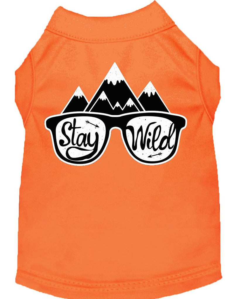 Stay Wild Screen Print Dog Shirt Orange Xs (8)