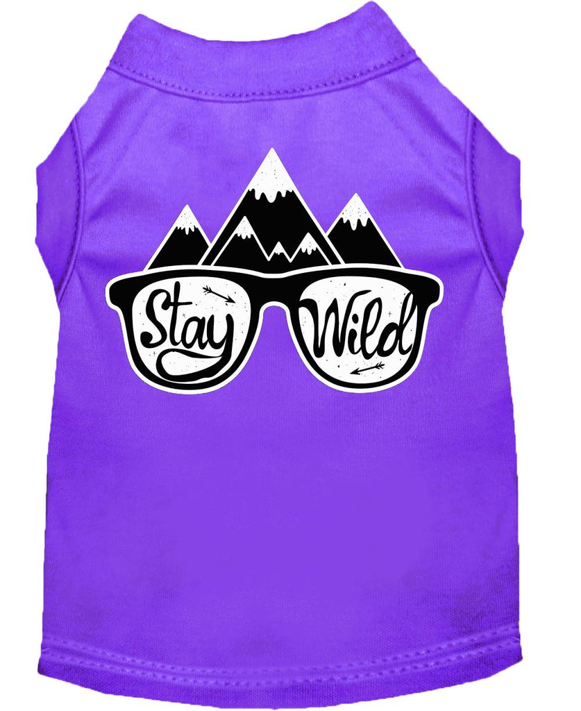 Stay Wild Screen Print Dog Shirt Purple Xs (8)