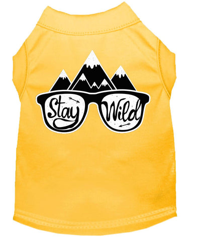 Stay Wild Screen Print Dog Shirt Yellow Sm (10)