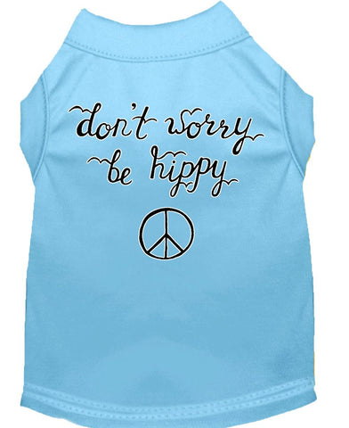 Be Hippy Screen Print Dog Shirt Baby Blue Lg (14)