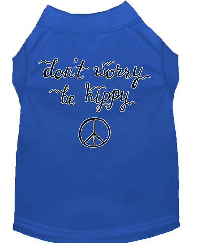 Be Hippy Screen Print Dog Shirt Blue Lg (14)