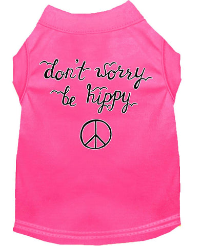 Be Hippy Screen Print Dog Shirt Bright Pink Xs (8)