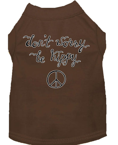 Be Hippy Screen Print Dog Shirt Brown Xs (8)