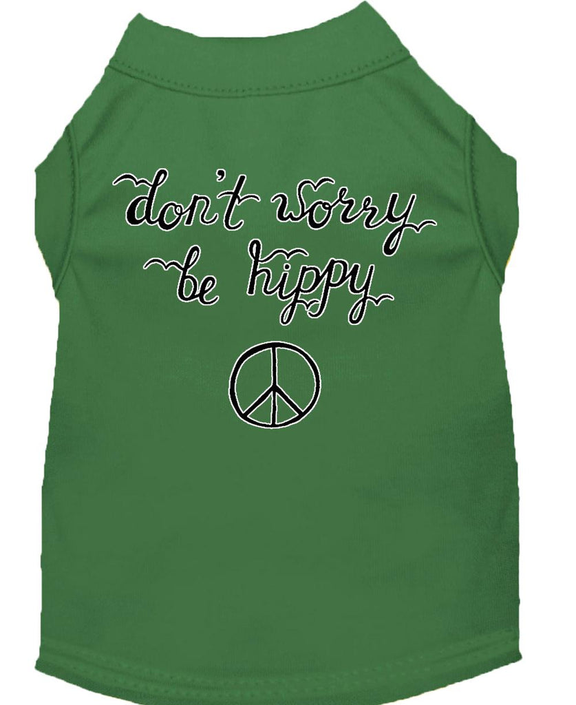 Be Hippy Screen Print Dog Shirt Green Lg (14)