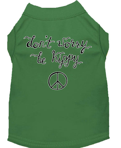 Be Hippy Screen Print Dog Shirt Green Lg (14)