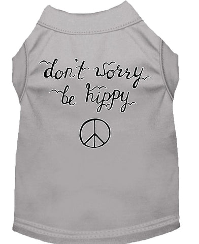 Be Hippy Screen Print Dog Shirt Grey Med (12)