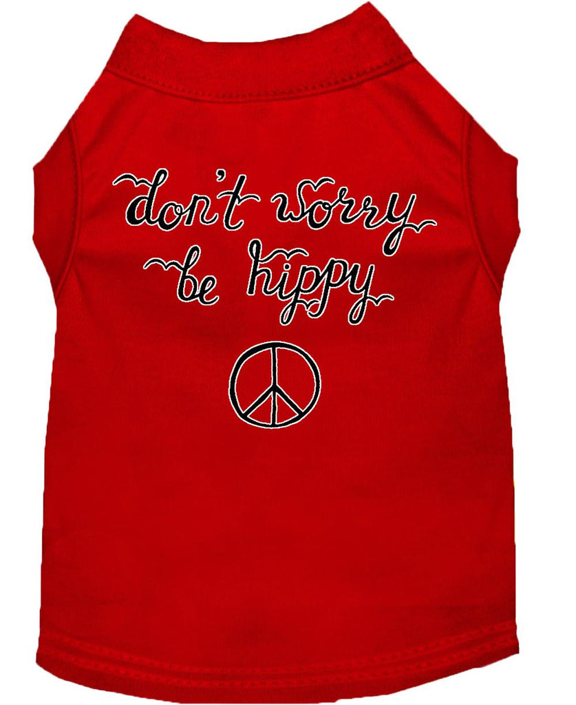 Be Hippy Screen Print Dog Shirt Red Lg (14)