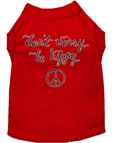 Be Hippy Screen Print Dog Shirt Red Lg (14)