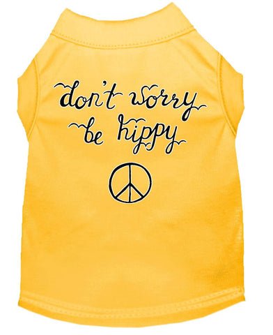 Be Hippy Screen Print Dog Shirt Yellow Lg (14)