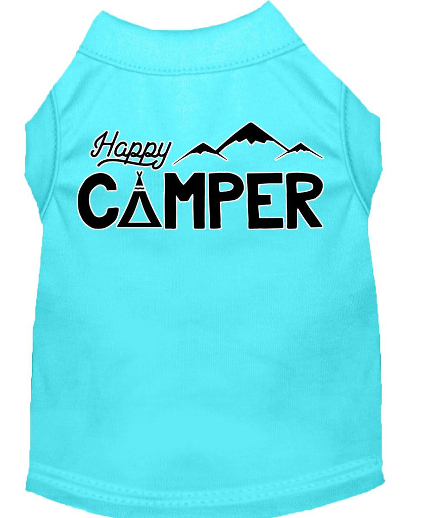 Happy Camper Screen Print Dog Shirt Aqua Xs (8)