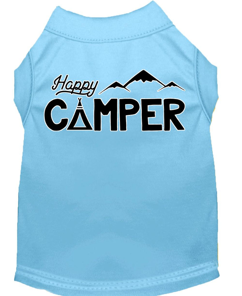 Happy Camper Screen Print Dog Shirt Baby Blue Xs (8)