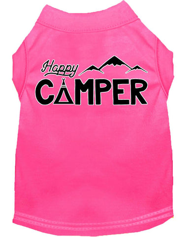 Happy Camper Screen Print Dog Shirt Bright Pink Xs (8)