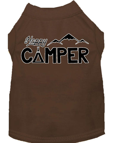 Happy Camper Screen Print Dog Shirt Brown Xs (8)