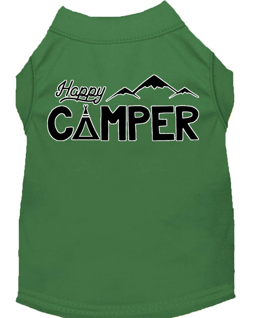 Happy Camper Screen Print Dog Shirt Green Lg (14)