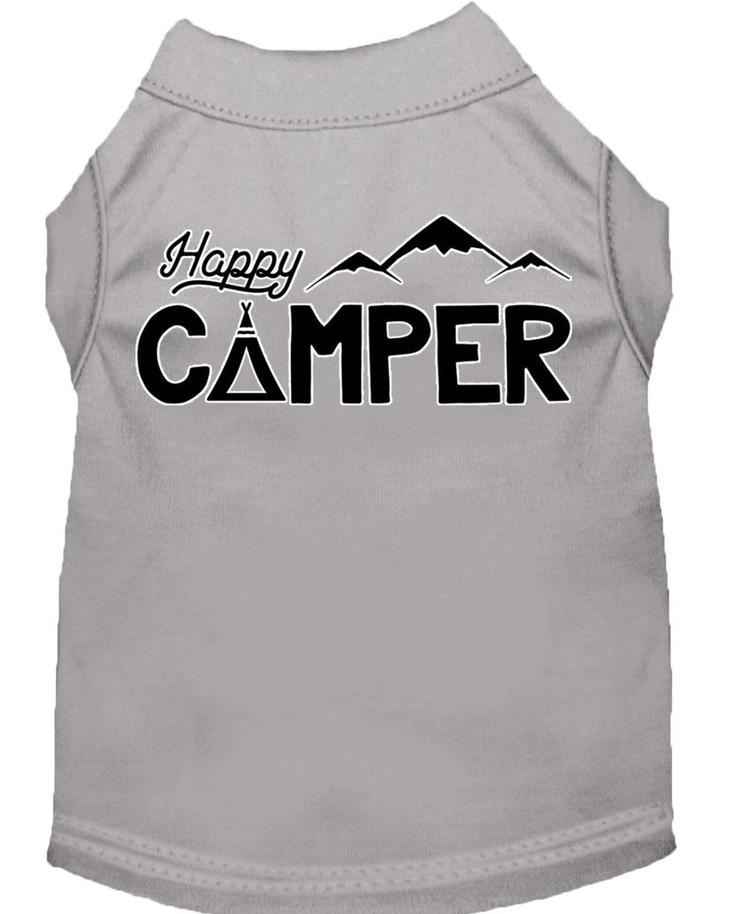 Happy Camper Screen Print Dog Shirt Grey Xs (8)