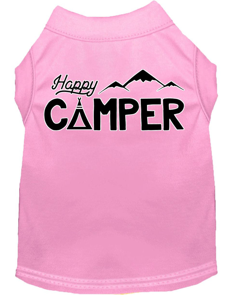 Happy Camper Screen Print Dog Shirt Light Pink Sm (10)