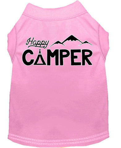 Happy Camper Screen Print Dog Shirt Light Pink Xs (8)