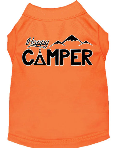 Happy Camper Screen Print Dog Shirt Orange Xs (8)