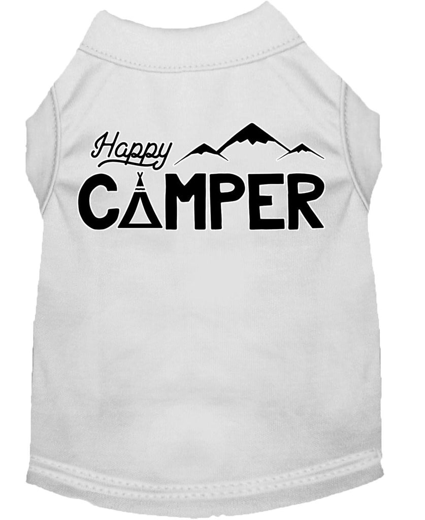 Happy Camper Screen Print Dog Shirt White Lg (14)