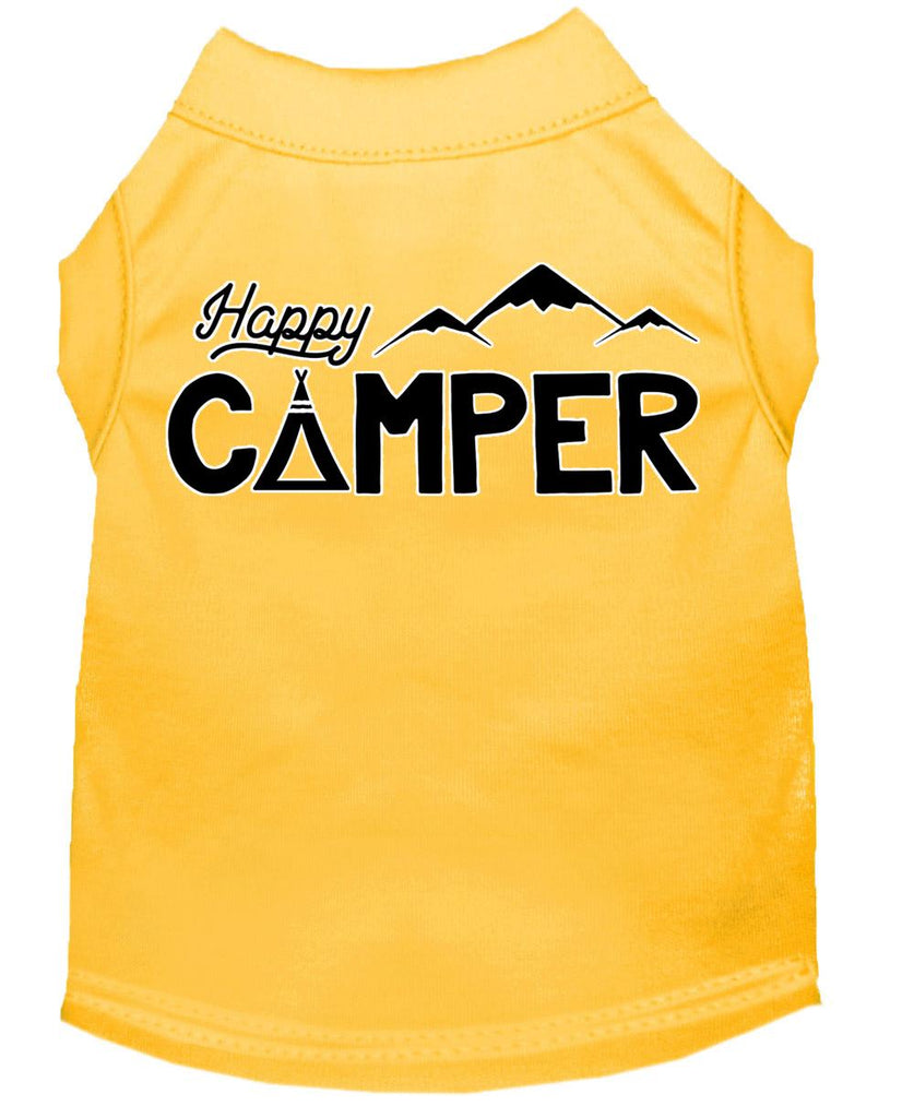 Happy Camper Screen Print Dog Shirt Yellow Lg (14)