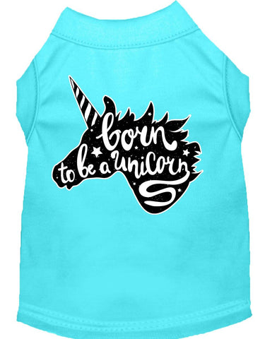 Born To Be A Unicorn Screen Print Dog Shirt Aqua Xs (8)