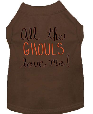 All The Ghouls Screen Print Dog Shirt Brown Xs (8)