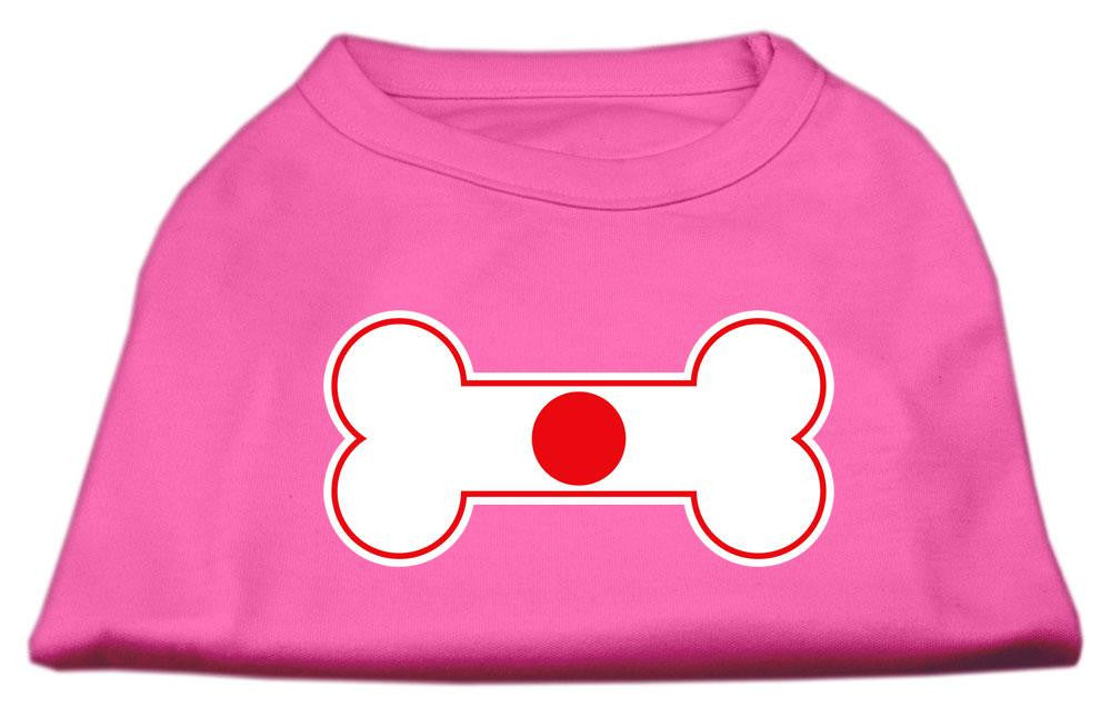 Bone Shaped Japan Flag Screen Print Shirts Bright Pink L (14)