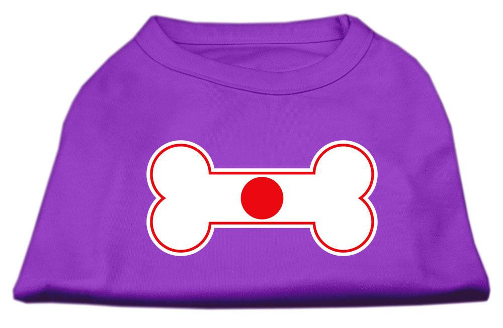 Bone Shaped Japan Flag Screen Print Shirts Purple S (10)