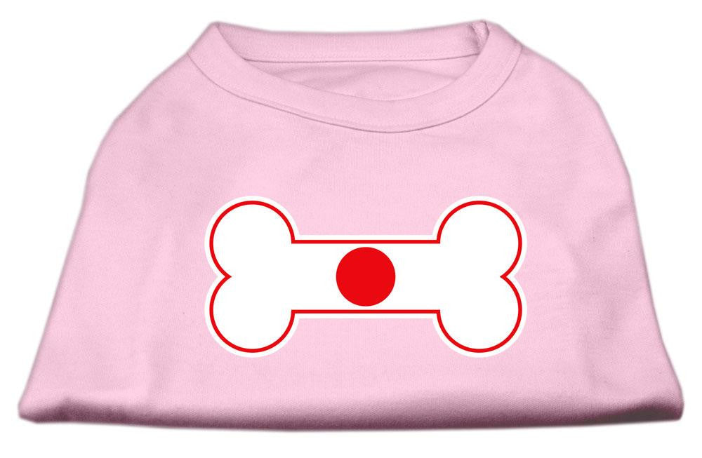 Bone Shaped Japan Flag Screen Print Shirts Light Pink XS (8)