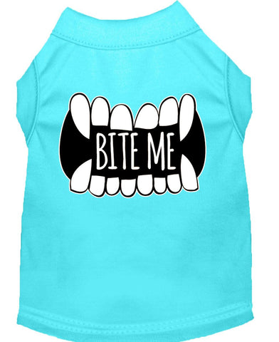 Bite Me Screen Print Dog Shirt Aqua Lg (14)