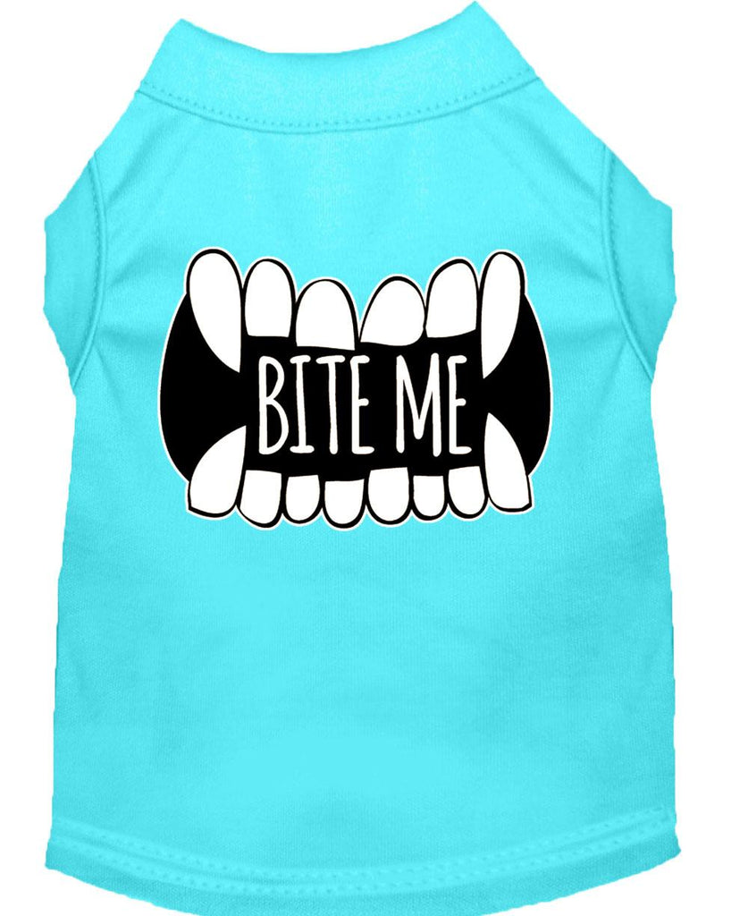 Bite Me Screen Print Dog Shirt Aqua Sm (10)