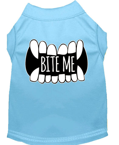 Bite Me Screen Print Dog Shirt Baby Blue Lg (14)