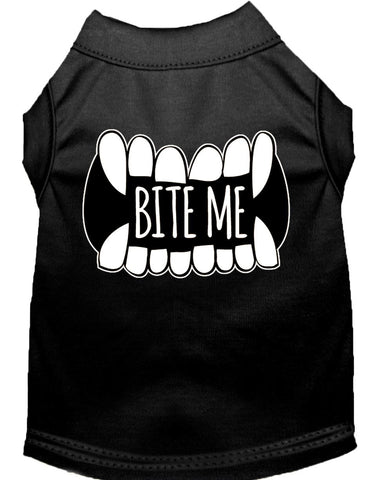 Bite Me Screen Print Dog Shirt Black Sm (10)