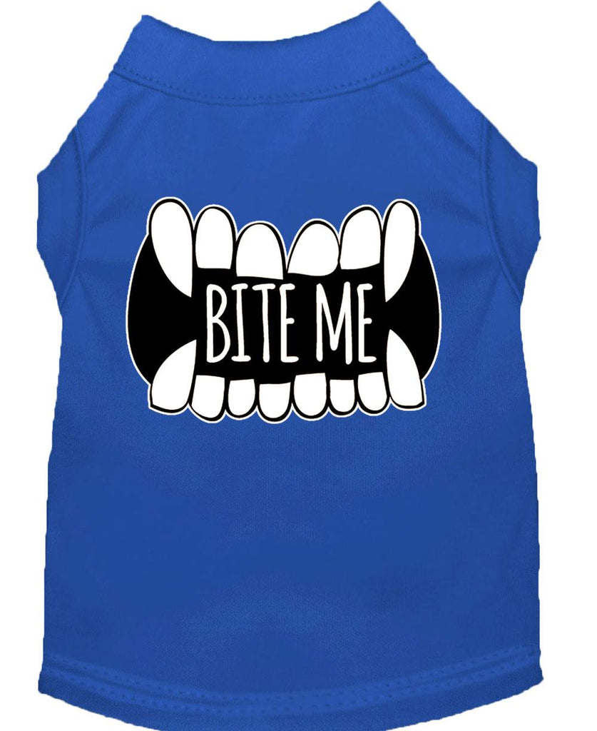 Bite Me Screen Print Dog Shirt Blue Med (12)