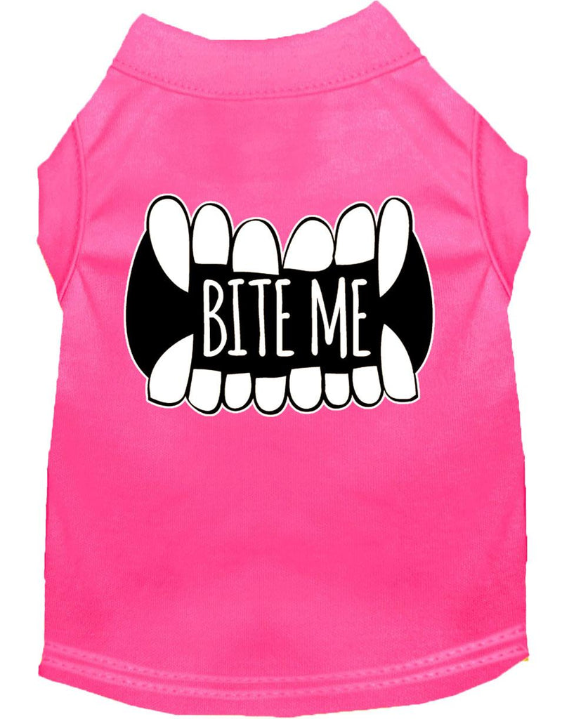 Bite Me Screen Print Dog Shirt Bright Pink Med (12)