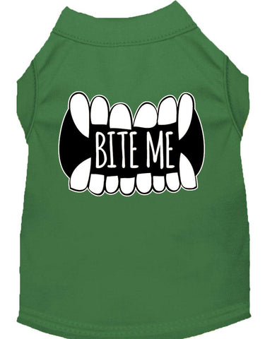 Bite Me Screen Print Dog Shirt Green Xs (8)