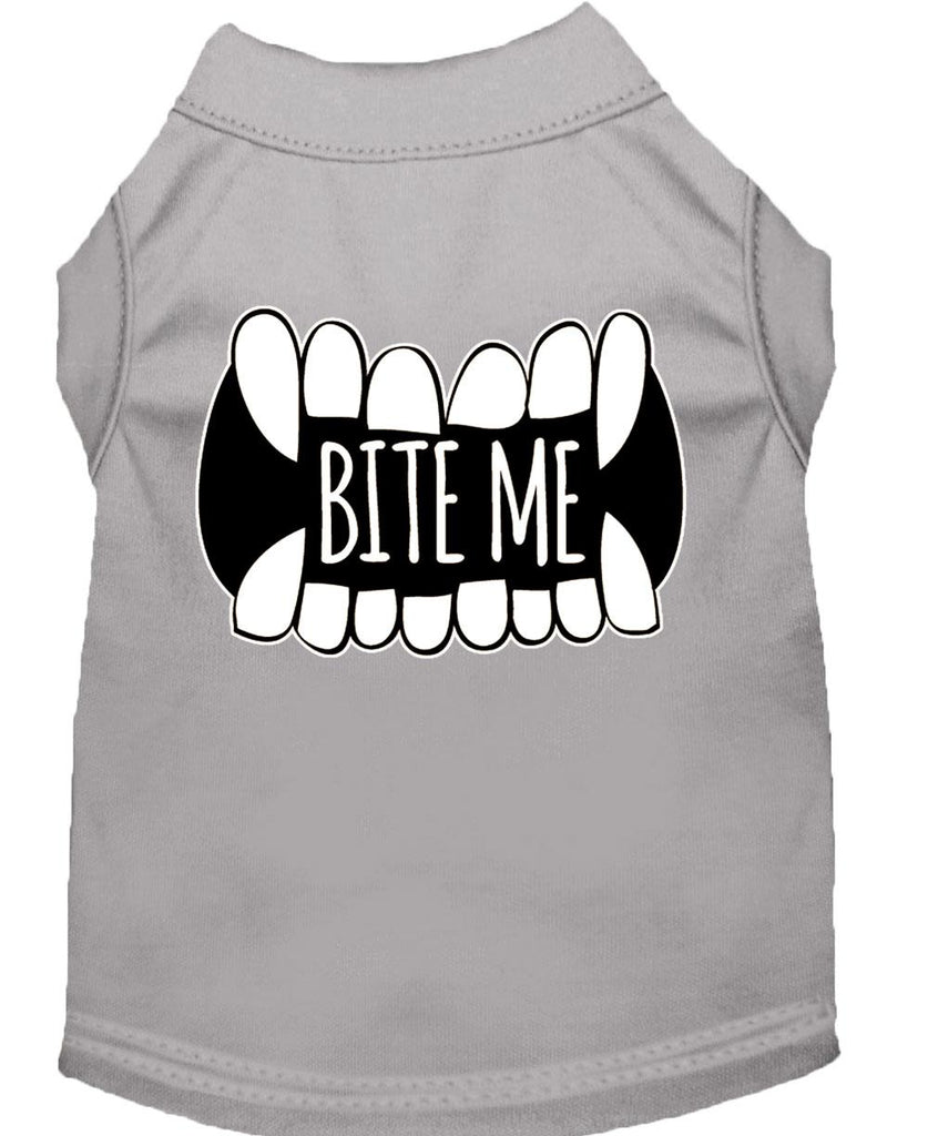 Bite Me Screen Print Dog Shirt Grey Lg (14)