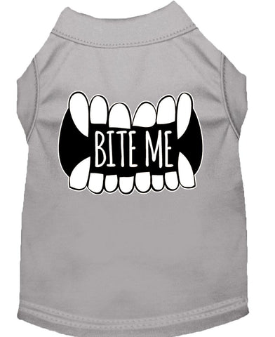 Bite Me Screen Print Dog Shirt Grey Sm (10)