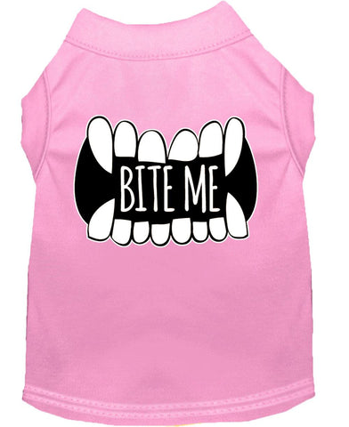 Bite Me Screen Print Dog Shirt Light Pink Med (12)