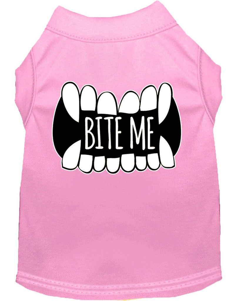 Bite Me Screen Print Dog Shirt Light Pink Xs (8)