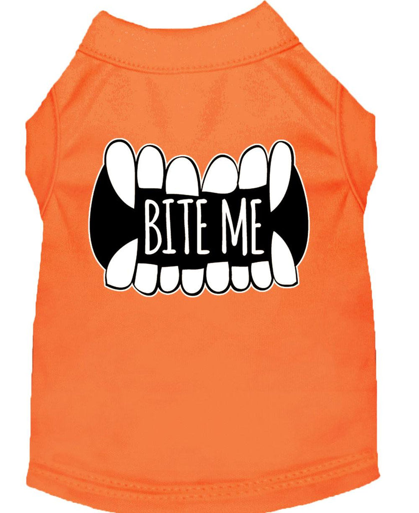 Bite Me Screen Print Dog Shirt Orange Med (12)