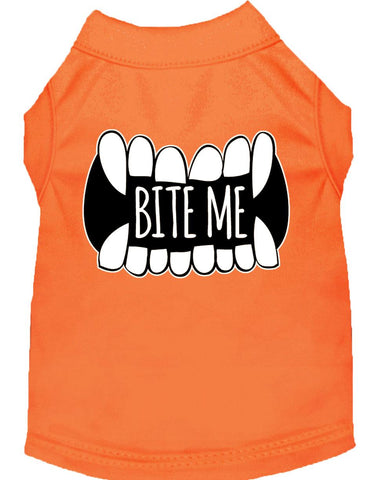 Bite Me Screen Print Dog Shirt Orange Xs (8)