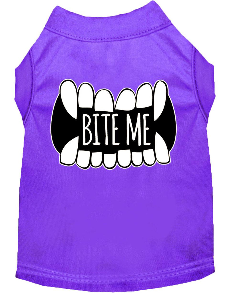 Bite Me Screen Print Dog Shirt Purple Xs (8)