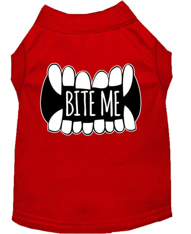 Bite Me Screen Print Dog Shirt Red Lg (14)