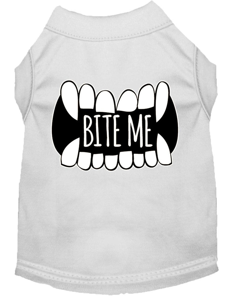 Bite Me Screen Print Dog Shirt White Lg (14)