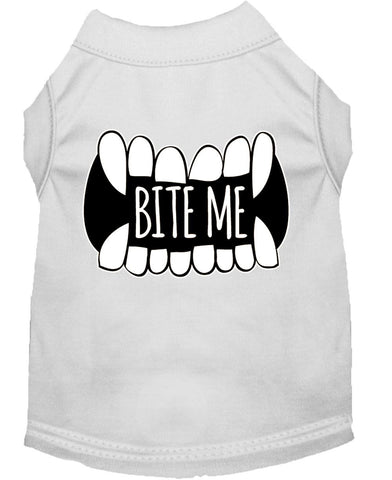 Bite Me Screen Print Dog Shirt White Sm (10)