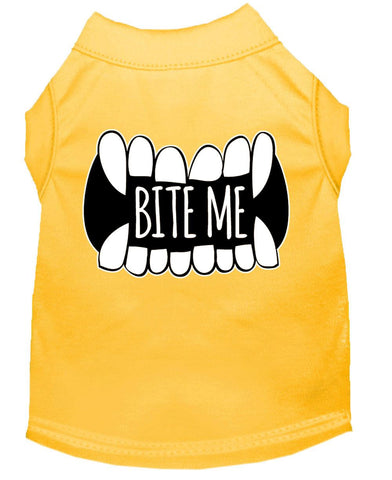 Bite Me Screen Print Dog Shirt Yellow Lg (14)