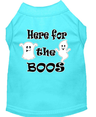 Here For The Boos Screen Print Dog Shirt Aqua Lg (14)