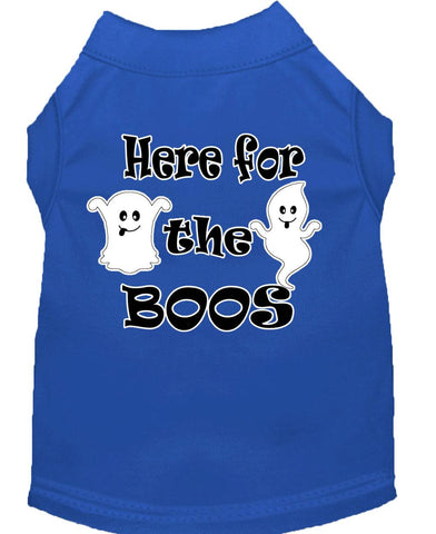 Here For The Boos Screen Print Dog Shirt Blue Lg (14)